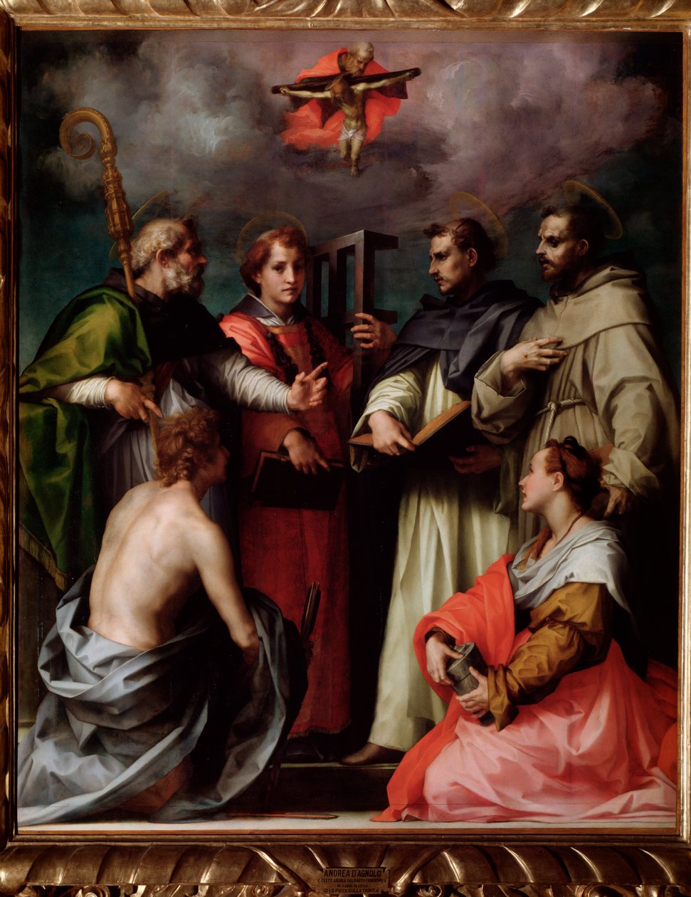 La dispute de la Sainte Trinité, avec Saint Pierre, Saint Laurent, Saint Augustin d