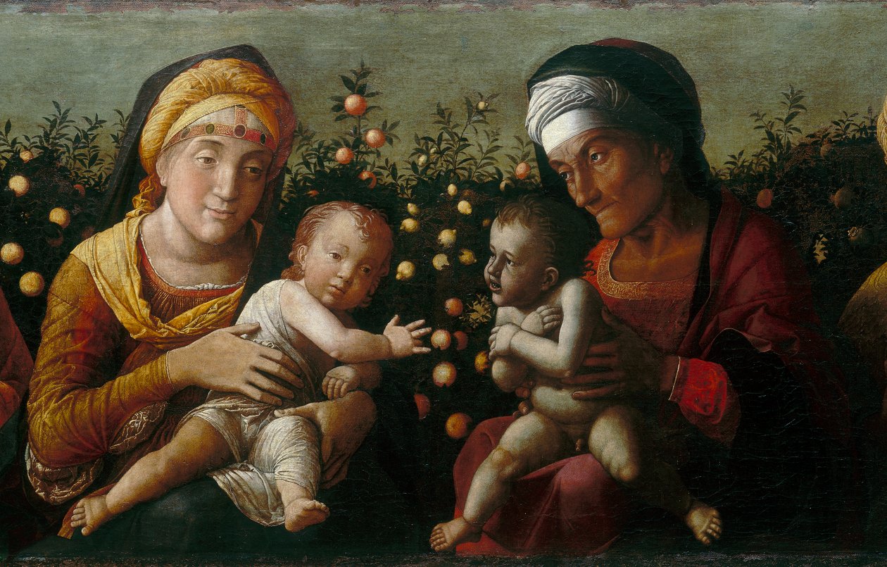 La Sainte Famille avec Saints Élisabeth, Jean et Zacharie (détail) - Andrea school of Mantegna