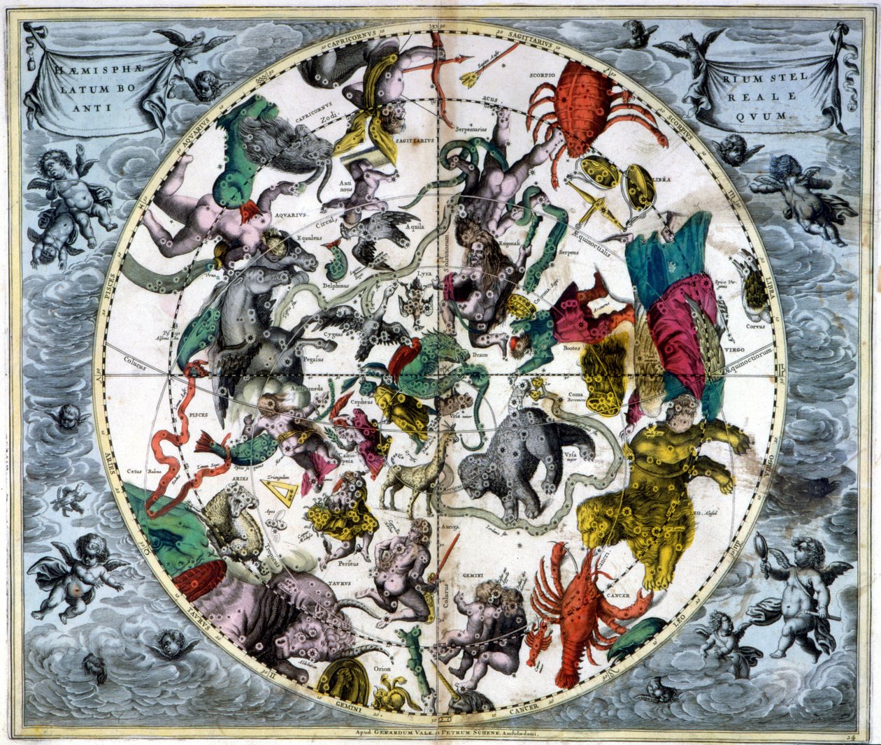 Carte du ciel et signes du zodiaque - fac-similé d