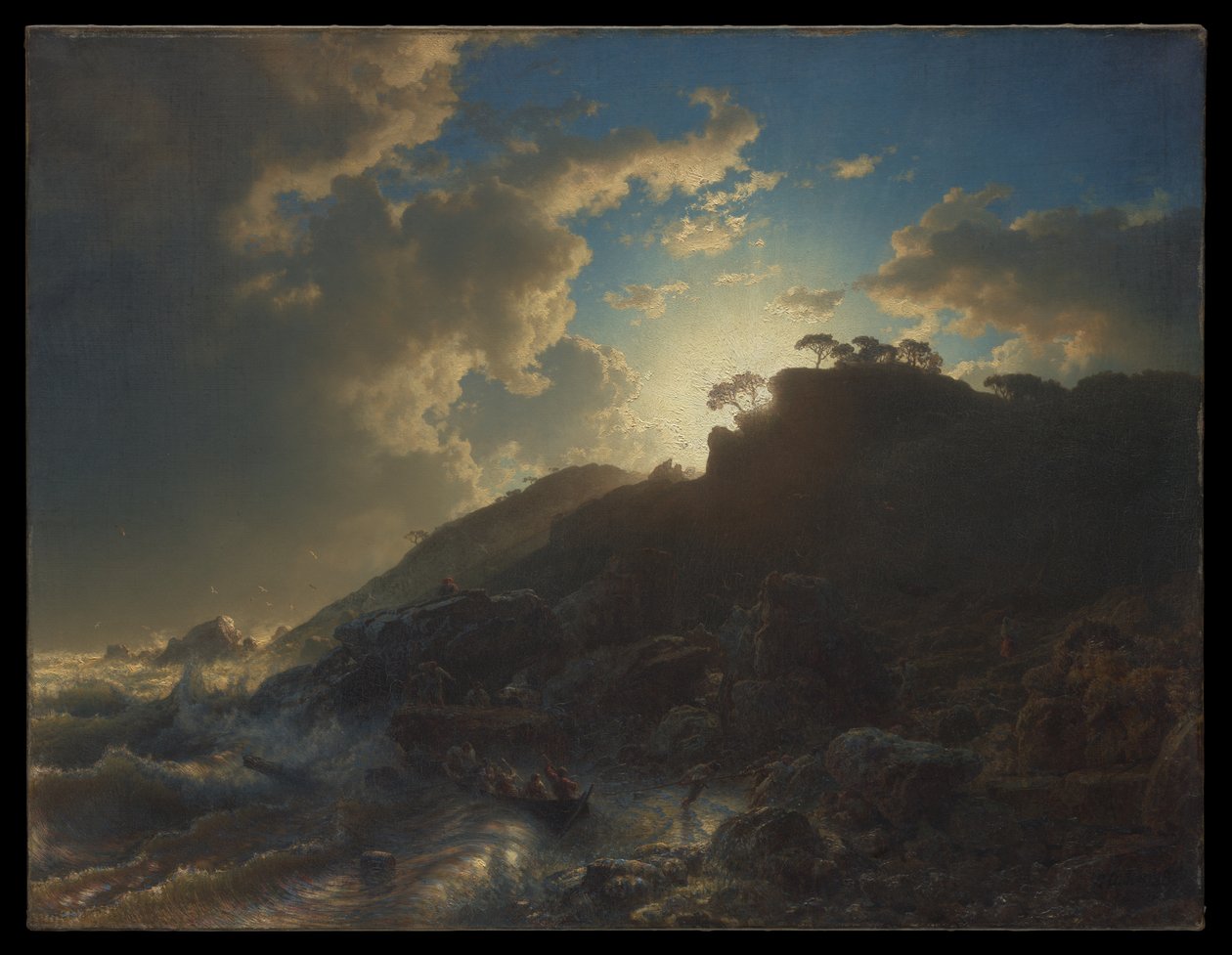 Coucher de soleil après un orage sur la côte sicilienne - Andreas Achenbach