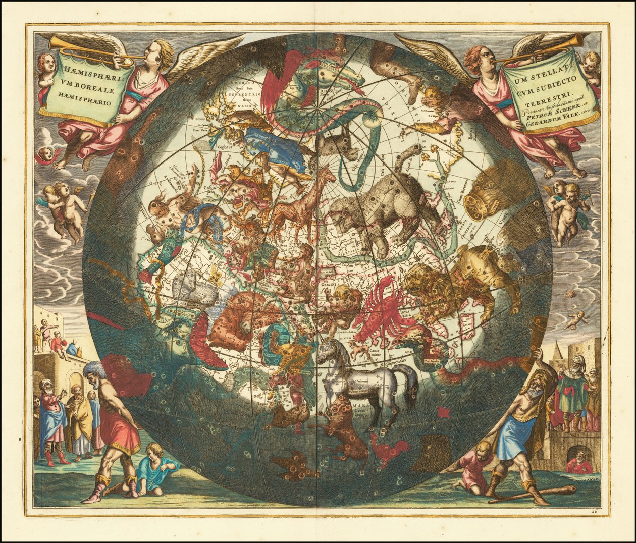 Carte céleste du ciel nordique de 1660 - Andreas Cellarius