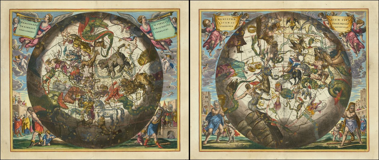 Haemisphaerium Stellatum Boreale Cum Aequali Sphaerarum Proportione - Haemisphaerium Stellatum Australe Cum Aequali Sphaerarum Proportione - Andreas Cellarius