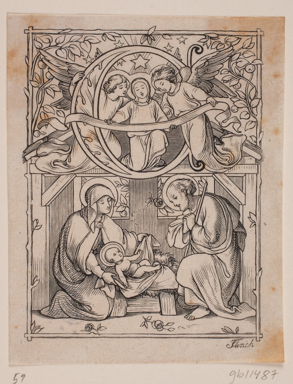 Initiales avec représentations de la signification et de la naissance de Jésus - Andreas Flinch