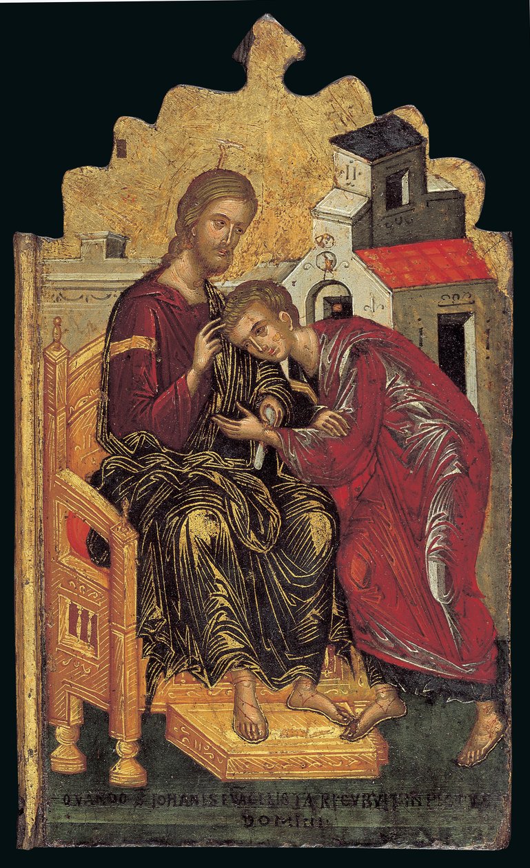 Saint Jean le Théologien accepte la bénédiction du Christ (panneau gauche d