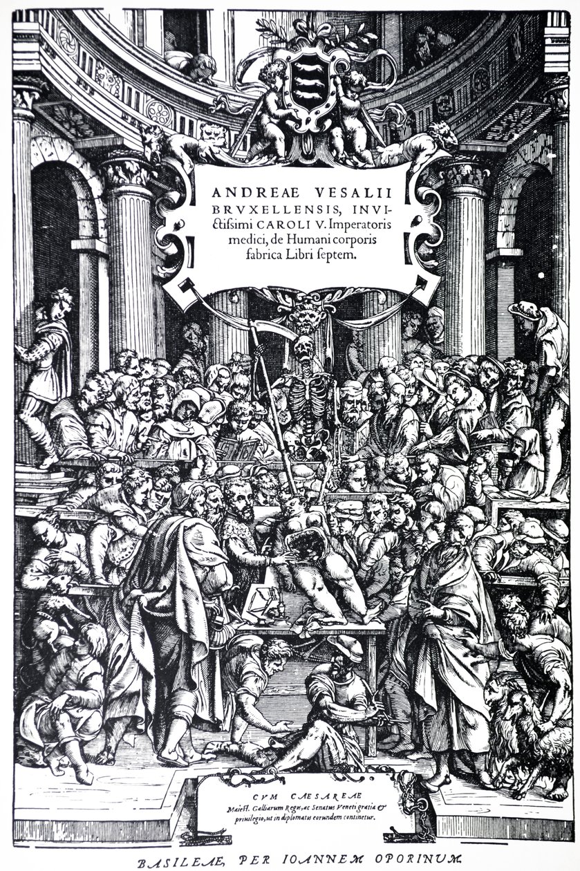 Page de titre de la deuxième édition de De Humani Corporis Fabrica, Planche 3, 1555 - Andreas Vesalius