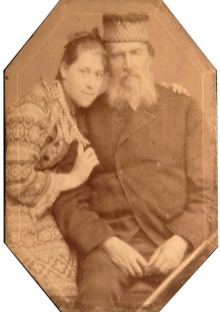 Portrait du poète Yakov Petrovich Polonsky (1820-1898) avec sa fille Natalia - Andrei Osipovich Karelin