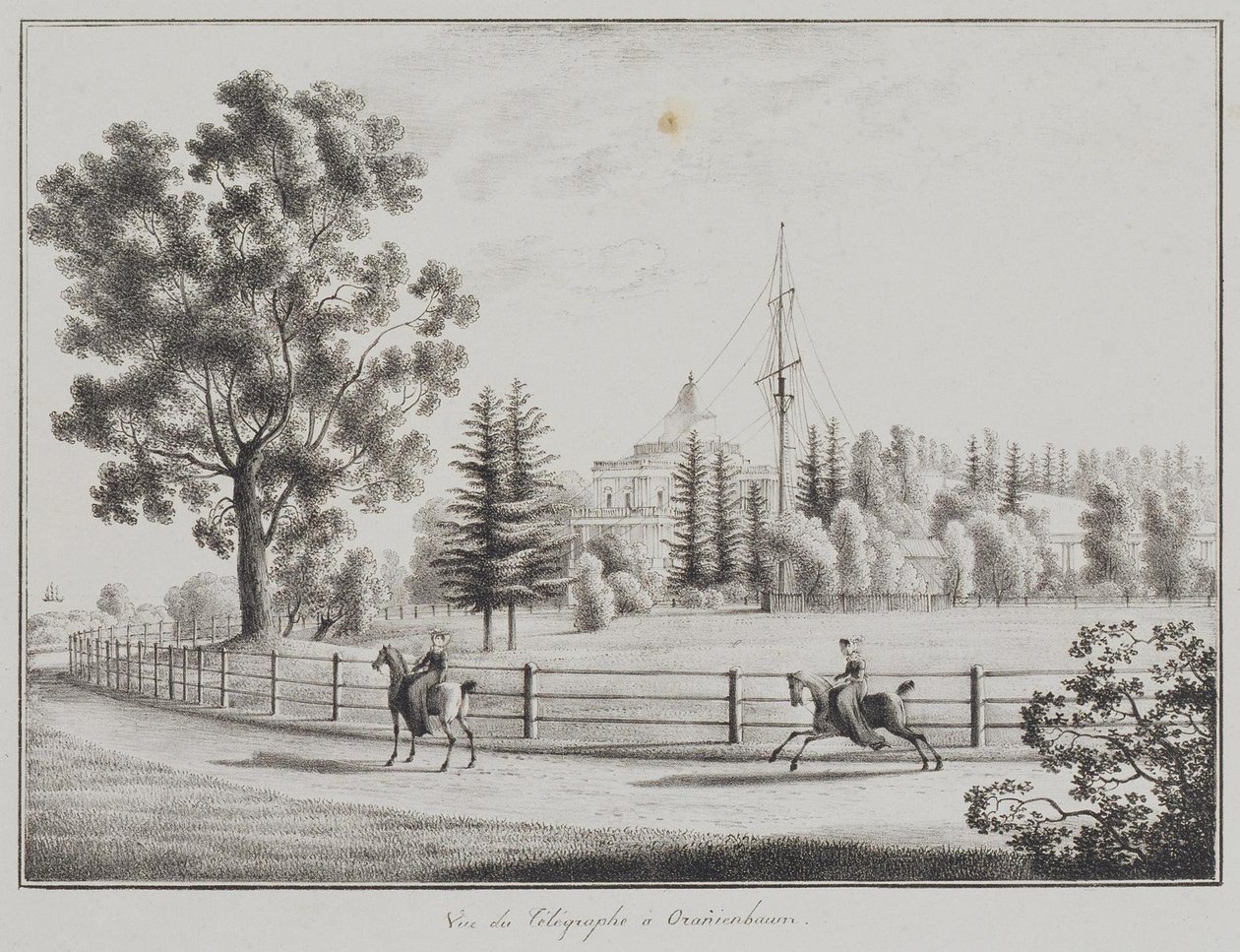 Vue du Pavillon de Toboggan et du Télégraphe à Oranienbaum, 1821-1822 - Andrei Yefimovich Martynov