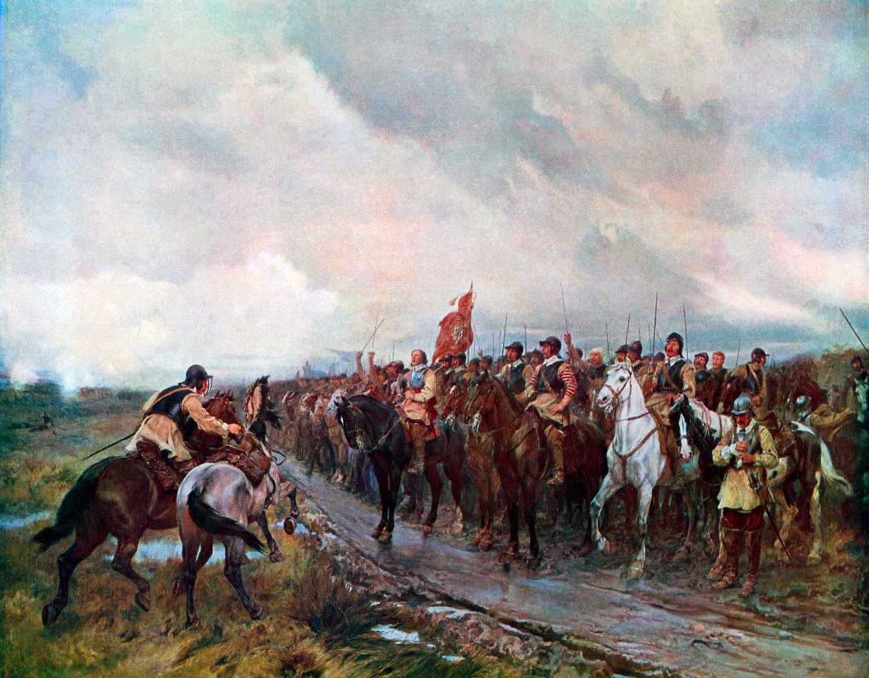 Cromwell à Dunbar (lithographie couleur) - Andrew Carrick (after) Gow