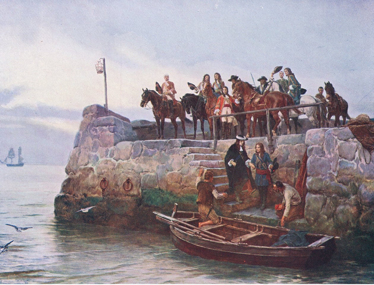 La Cause Perdue : La fuite de Jacques II après la bataille de la Boyne 1690, illustration de 