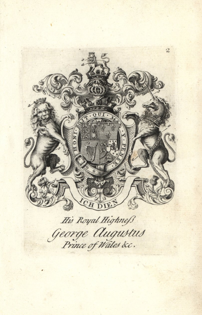 Blason et armoiries de Son Altesse Royale George Augustus, Prince de Galles, plus tard Roi George II d