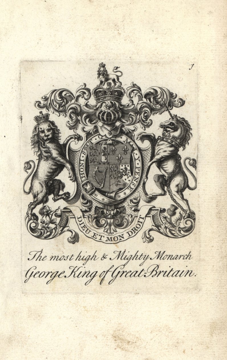 Armoiries et blason du très haut et puissant monarque le roi George I de Grande-Bretagne - Andrew Johnston