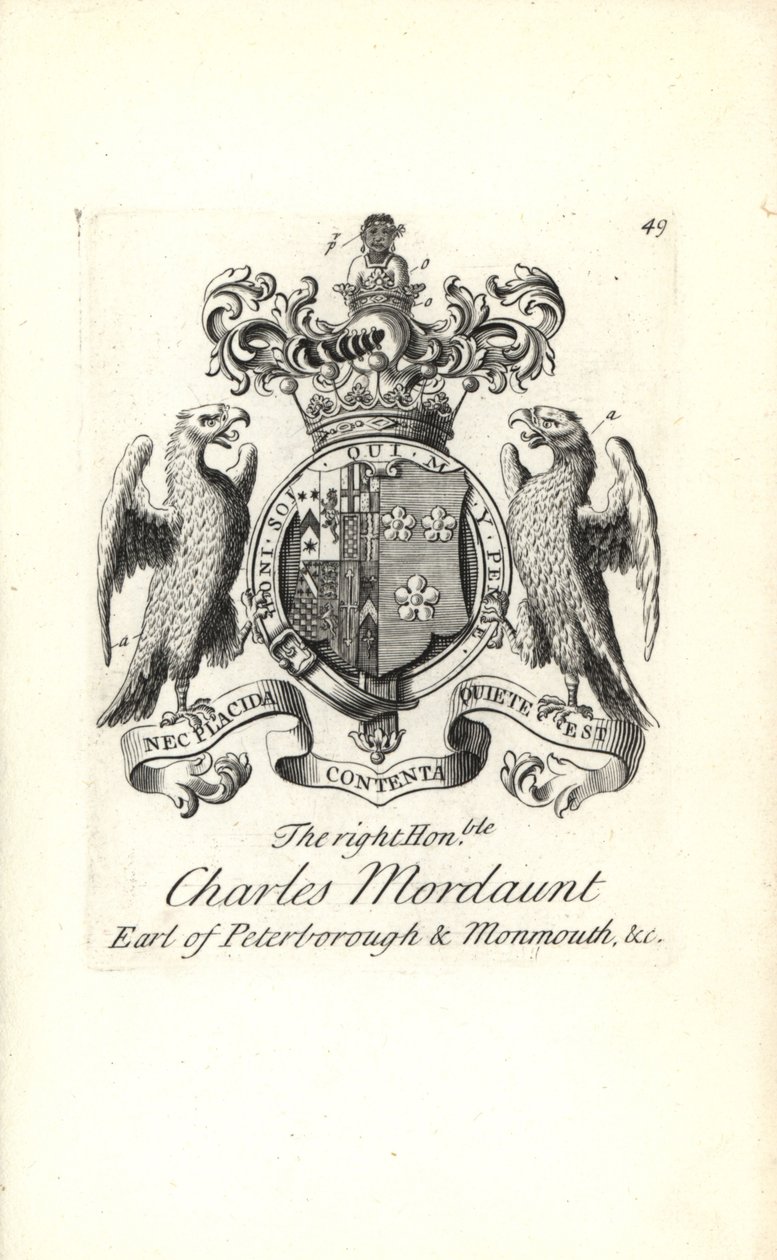 Armoiries et blason du très honorable Charles Mordaunt, 3e comte de Peterborough et 1er comte de Monmouth - Andrew Johnston