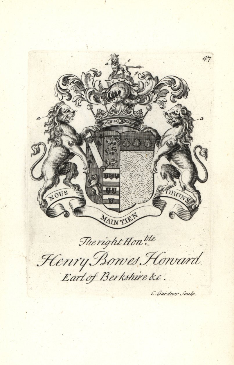 Blason et armoiries du très honorable Henry Bowes Howard - Andrew Johnston