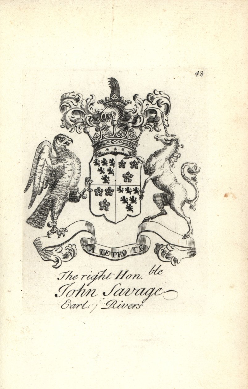 Blason et armoiries du très honorable John Savage, 5e comte de Rivers - Andrew Johnston