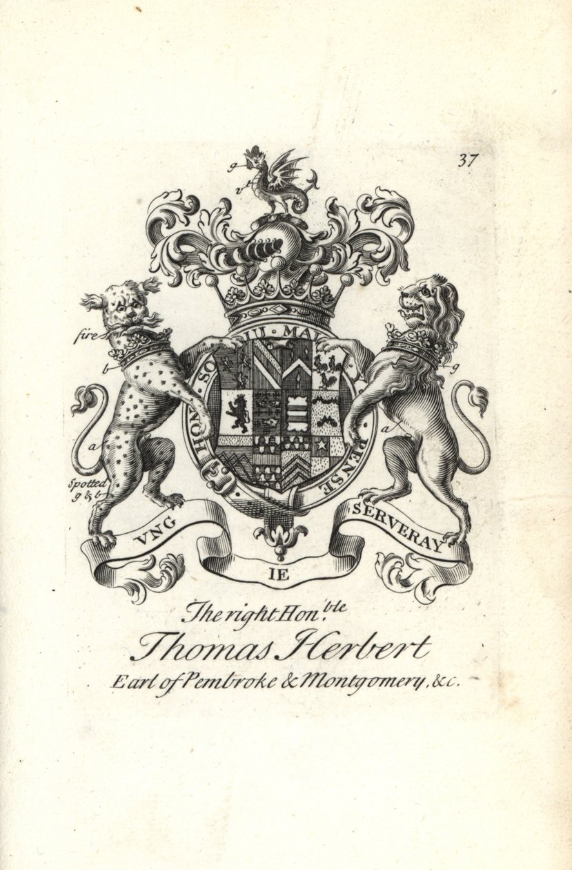 Blason et armoiries du très honorable Thomas Herbert, 8e comte de Pembroke et Montgomery - Andrew Johnston