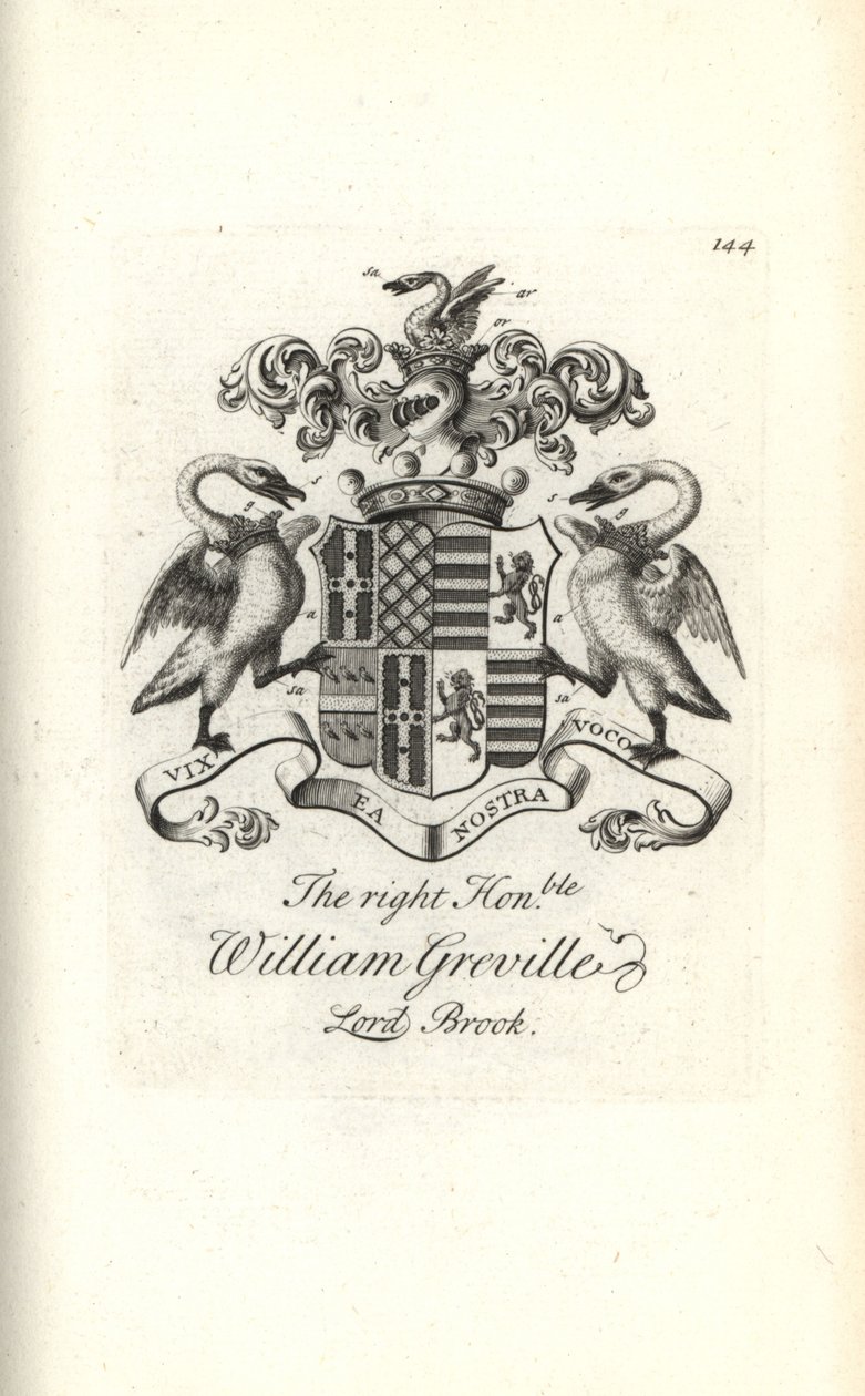 Blason et crête du très honorable William Greville, 7e Baron Brooke - Andrew Johnston