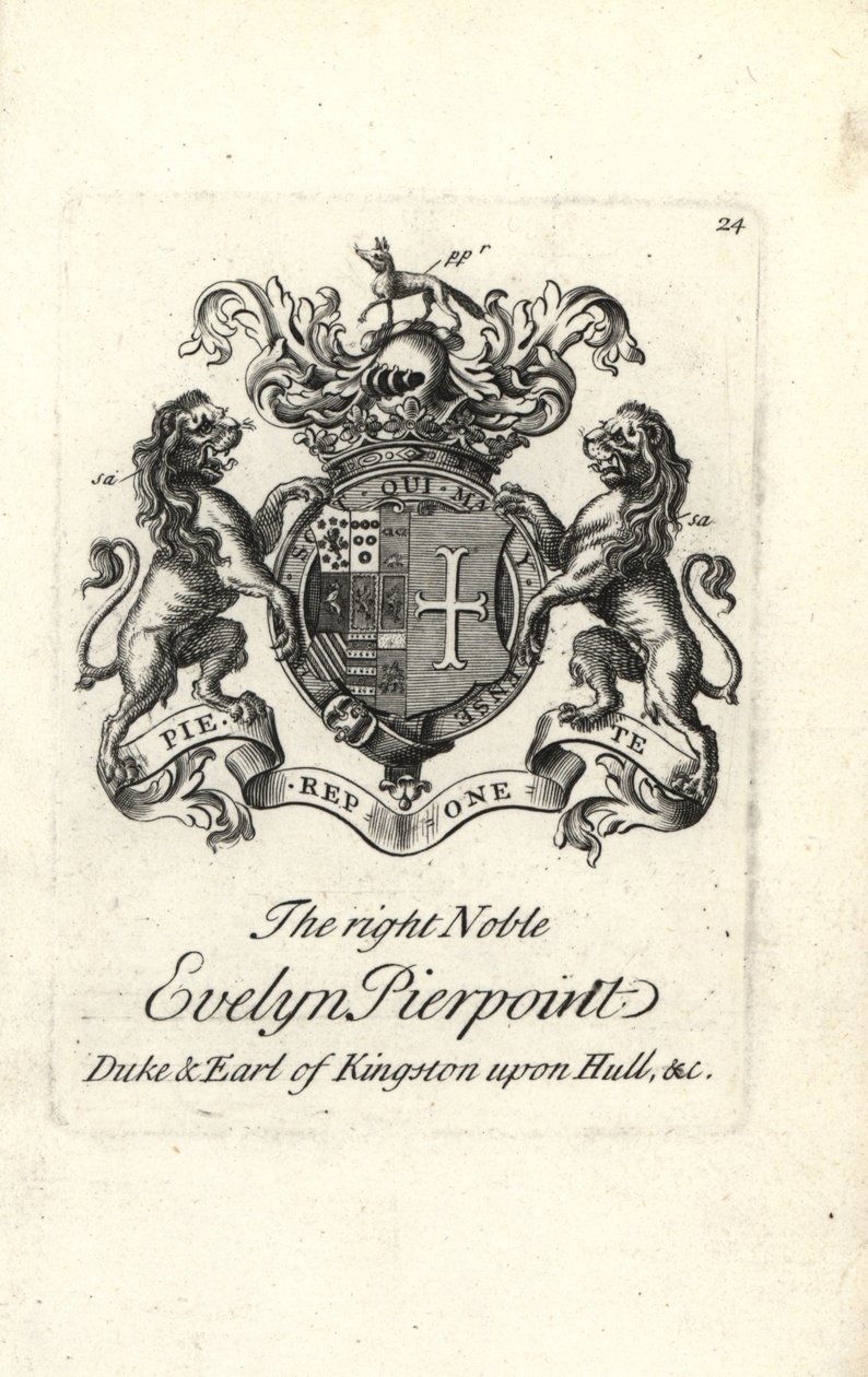 Blason et armoiries du très noble Evelyn Pierpoint, duc et comte de Kingston upon Hull - Andrew Johnston