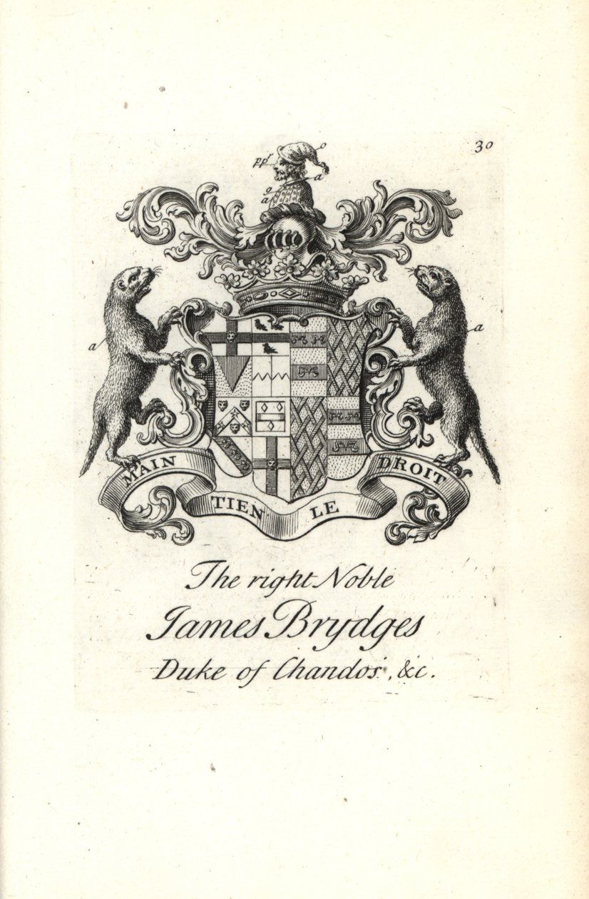Blason et crête du très noble James Brydges, duc de Chandos - Andrew Johnston