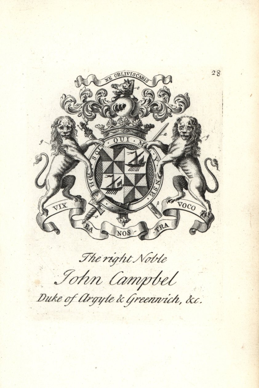 Armoiries et blason du très noble John Campbell, 2ème duc d