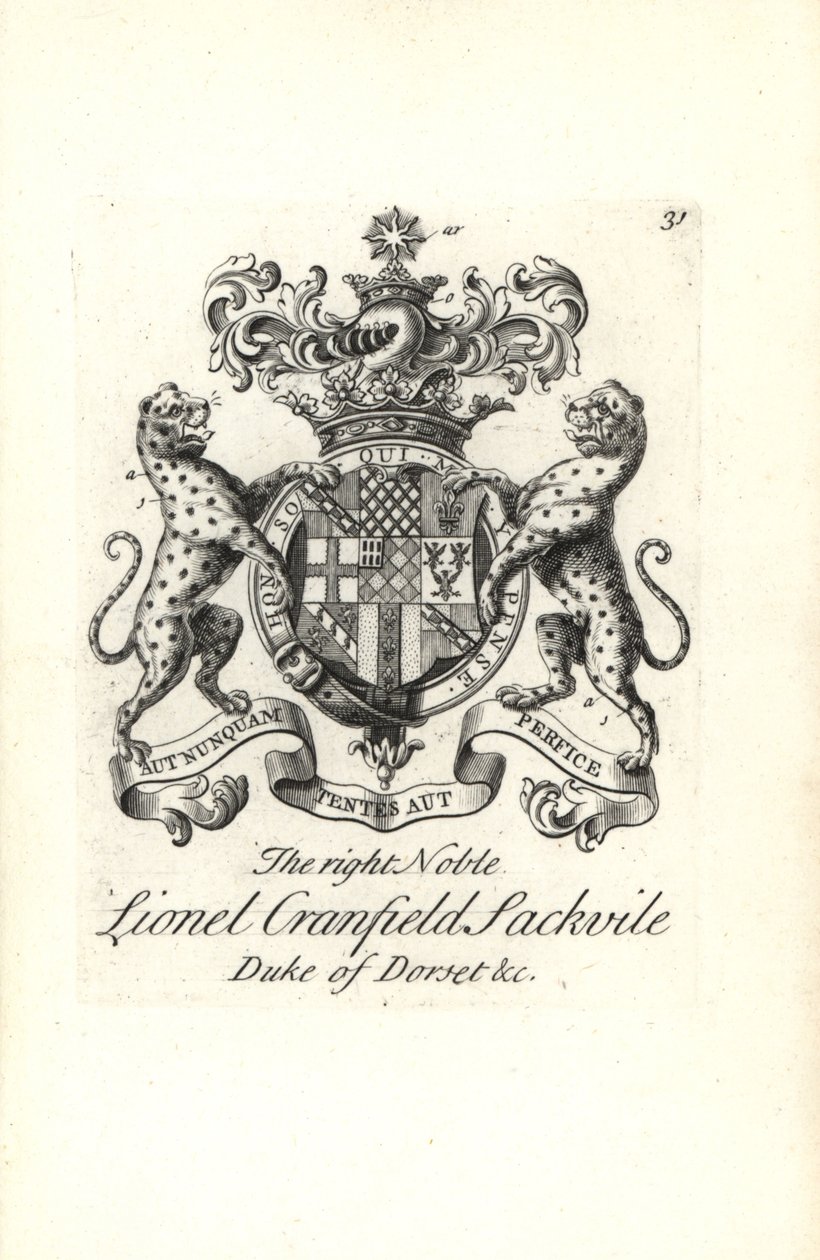 Blason et crête du très noble Lionel Cranfield Sackville, Duc de Dorset - Andrew Johnston