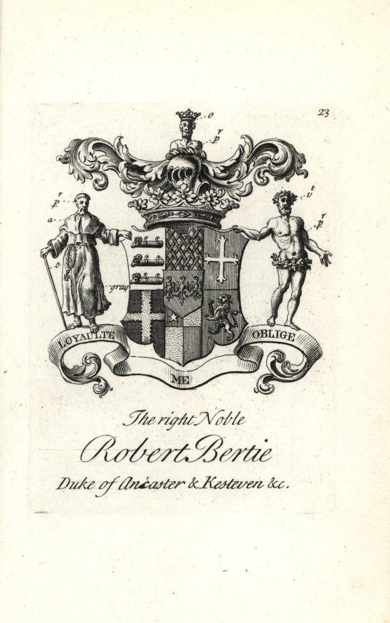 Blason et crête du très noble Robert Bertie - Andrew Johnston