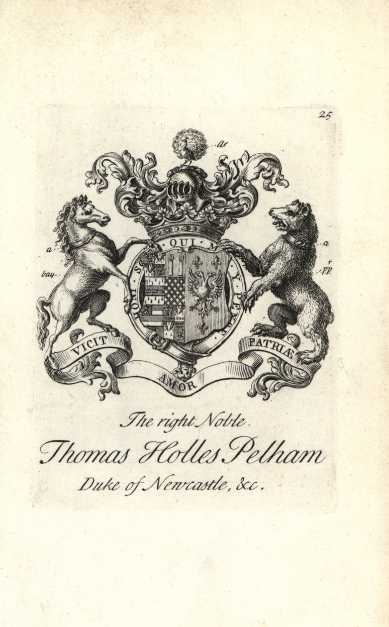 Armoiries et blason du très noble Thomas Holles Pelham - Andrew Johnston