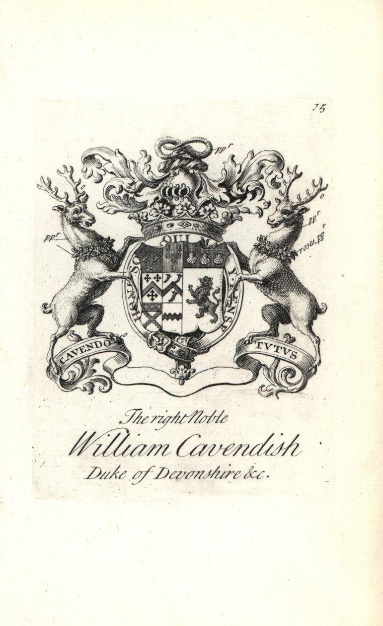 Blason et armoiries du très noble William Cavendish, 2e duc de Devonshire - Andrew Johnston