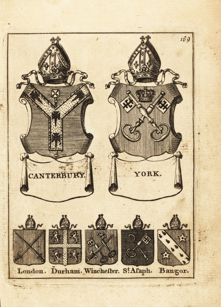 Blason des évêques de Canterbury, York, Londres, Durham, Winchester, St - Andrew Johnston