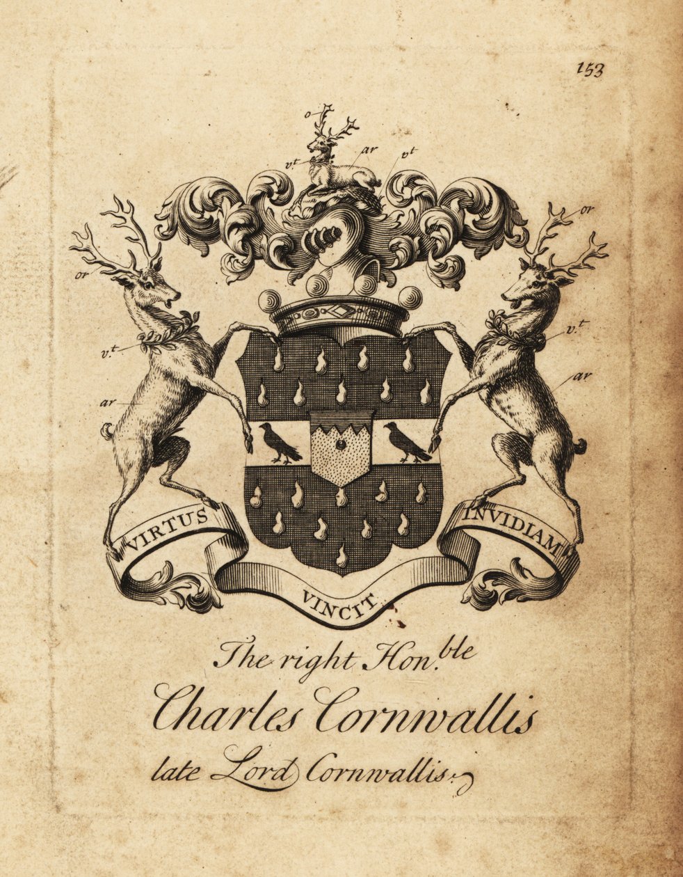Blason du très honorable Charles Cornwallis, Lord Cornwallis, 4e baron Cornwallis - Andrew Johnston