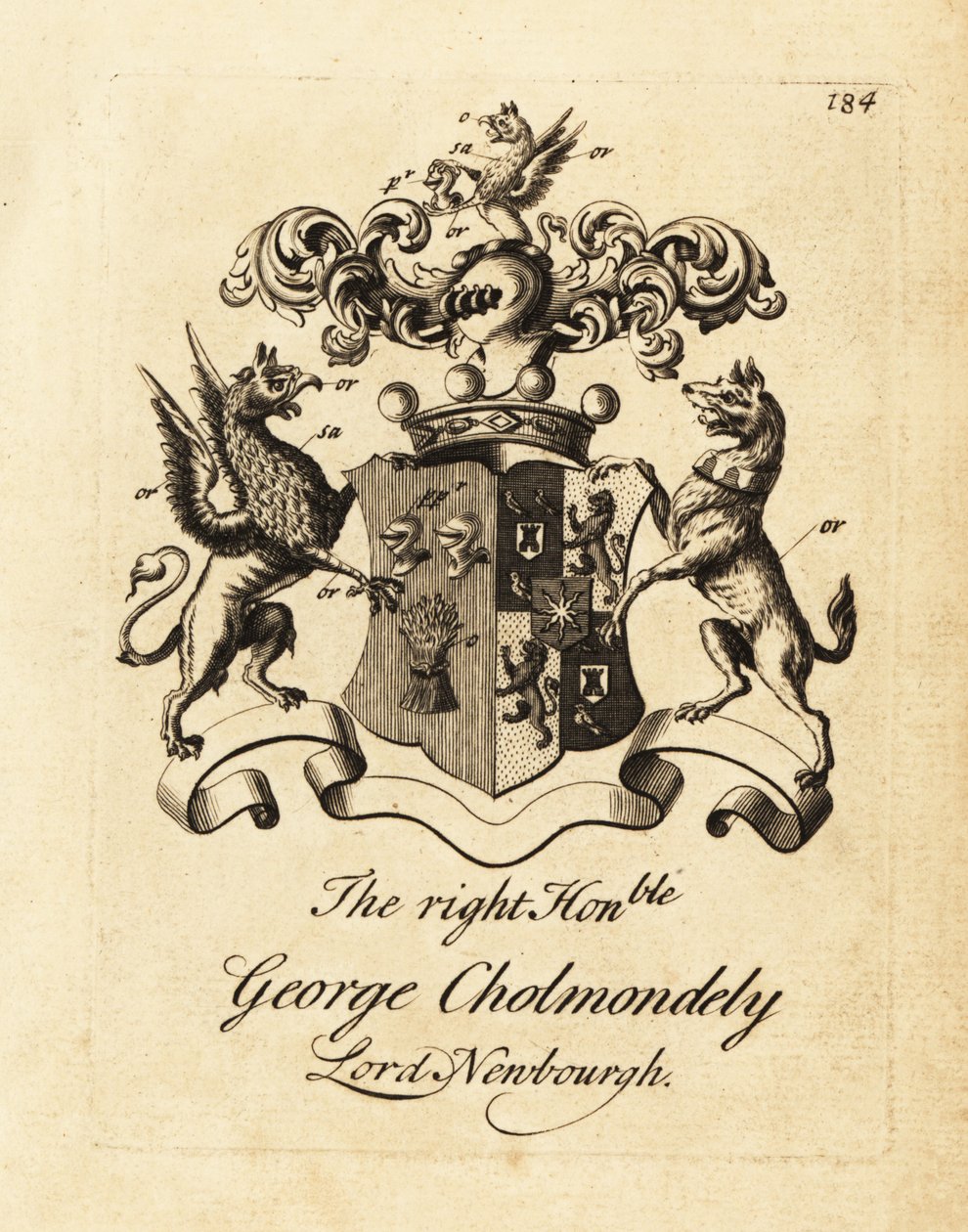 Blason du très honorable George Cholmondely, Lord Newbourgh, 2e comte de Cholmondeley - Andrew Johnston