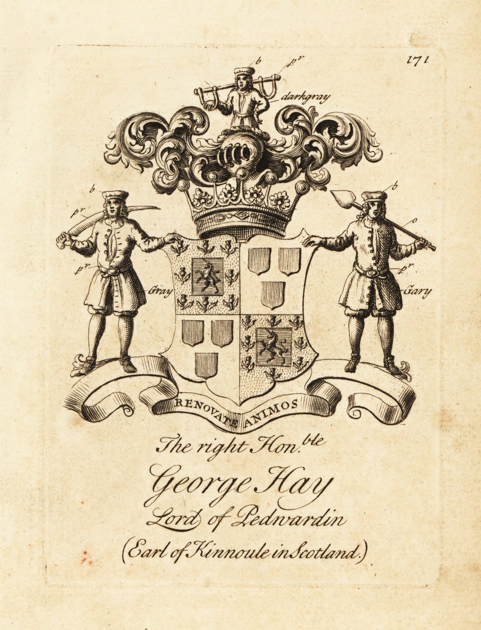 Blason du très honorable George Hay, Lord de Penwardian, 8e comte de Kinnoule en Écosse - Andrew Johnston