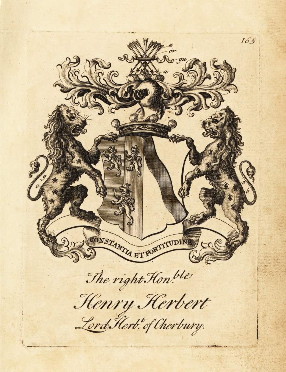 Blason du très honorable Henry Herbert, Lord Herbert de Cherbury, Baron Herbert de Cherbury (ou Chirbury) - Andrew Johnston