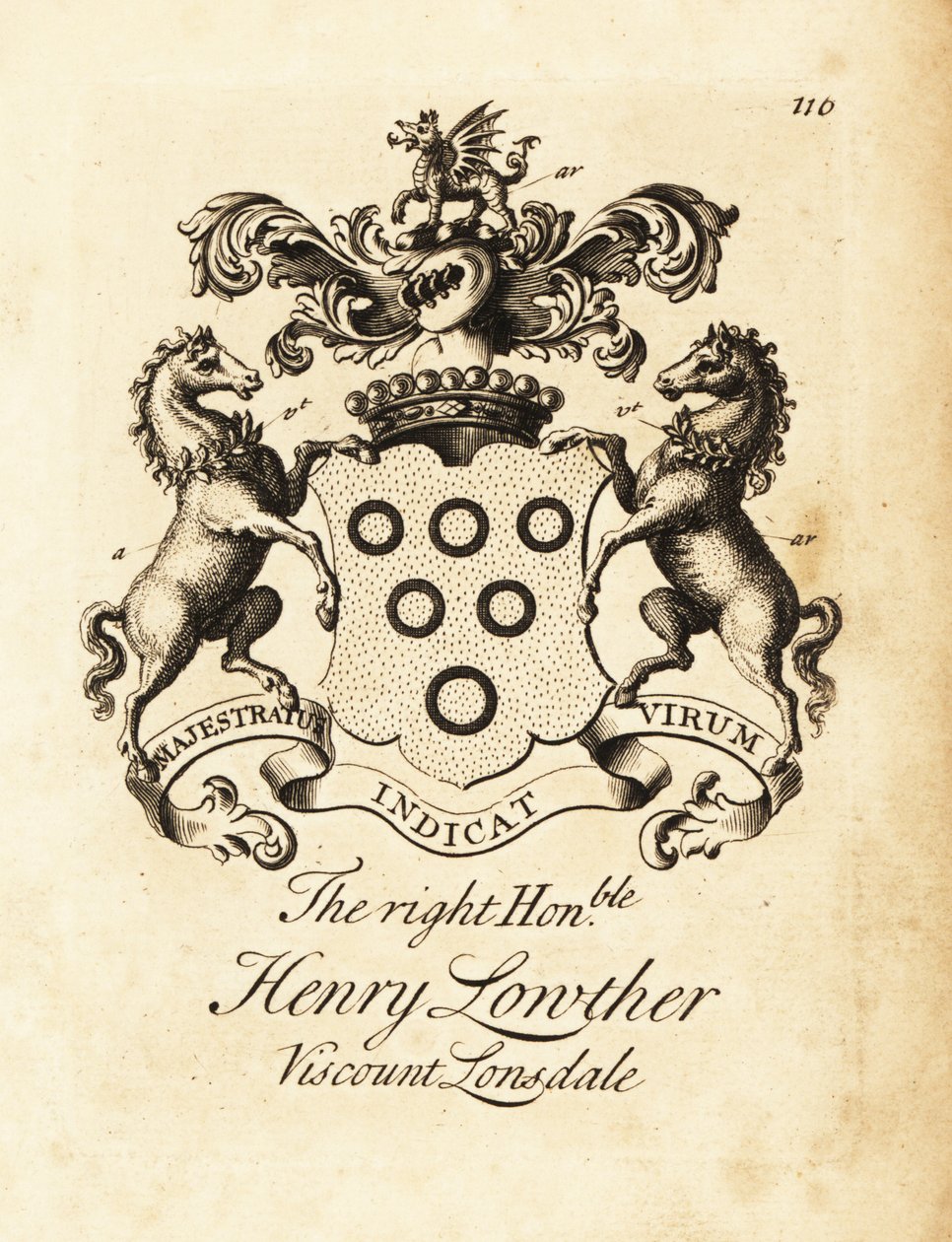 Blason du très honorable Henry Lowther, 3e vicomte Lonsdale (1694-1751) - Andrew Johnston