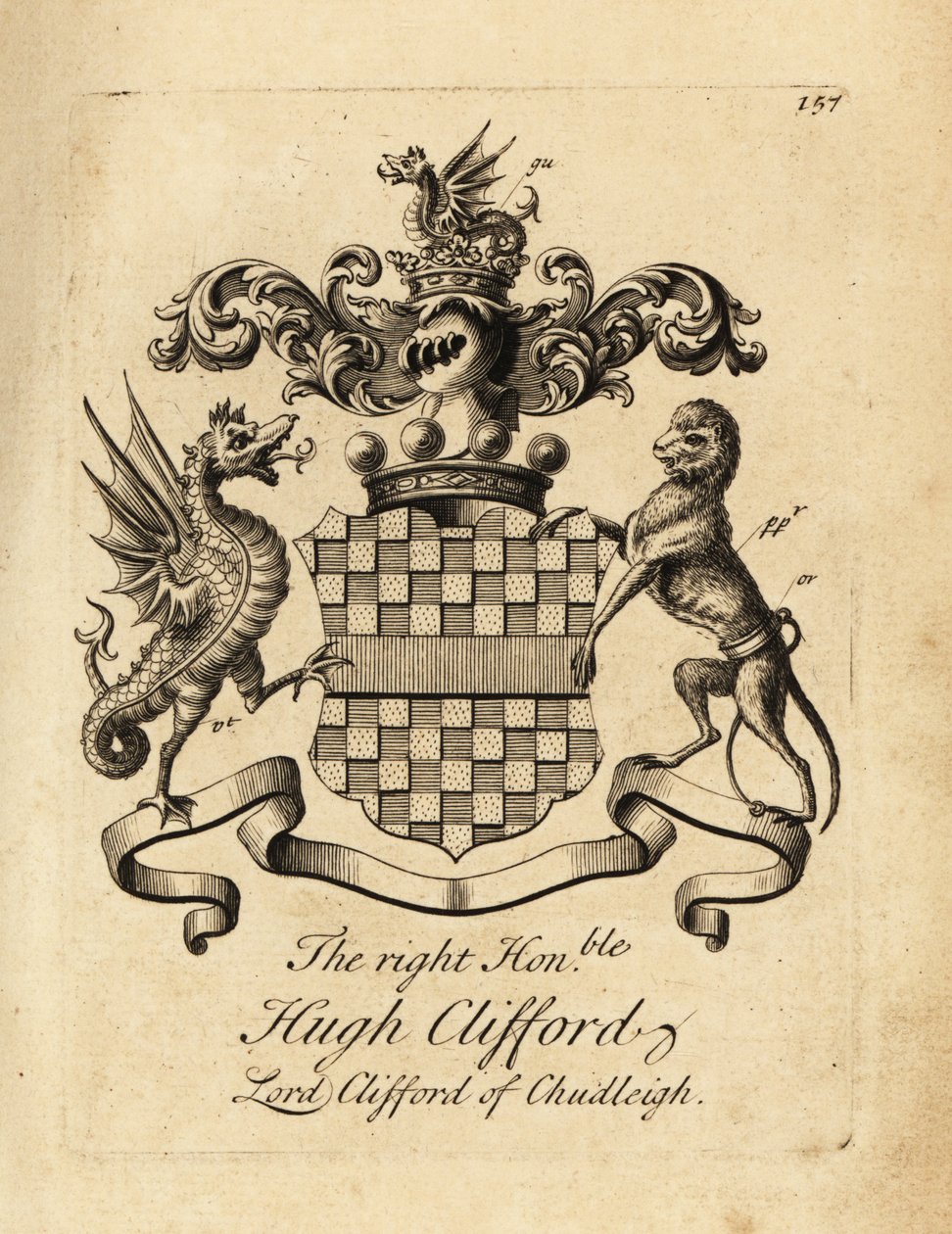 Blason du très honorable Hugh Clifford, Lord Clifford de Chudleigh, 2e baron Clifford de Chudleigh (1663-1730) - Andrew Johnston