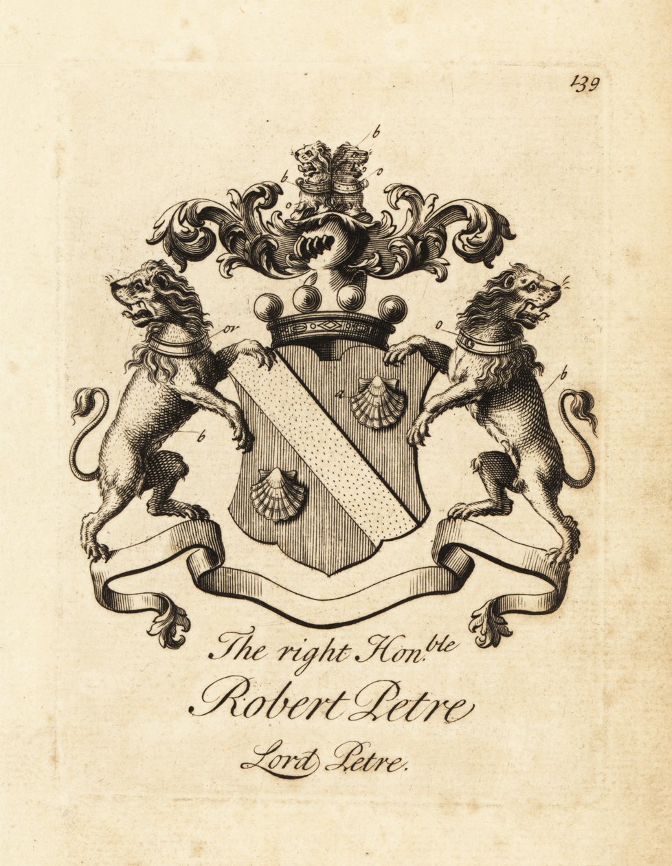 Blason du très honorable Robert Petre, Lord Petre, 8e baron Petre - Andrew Johnston
