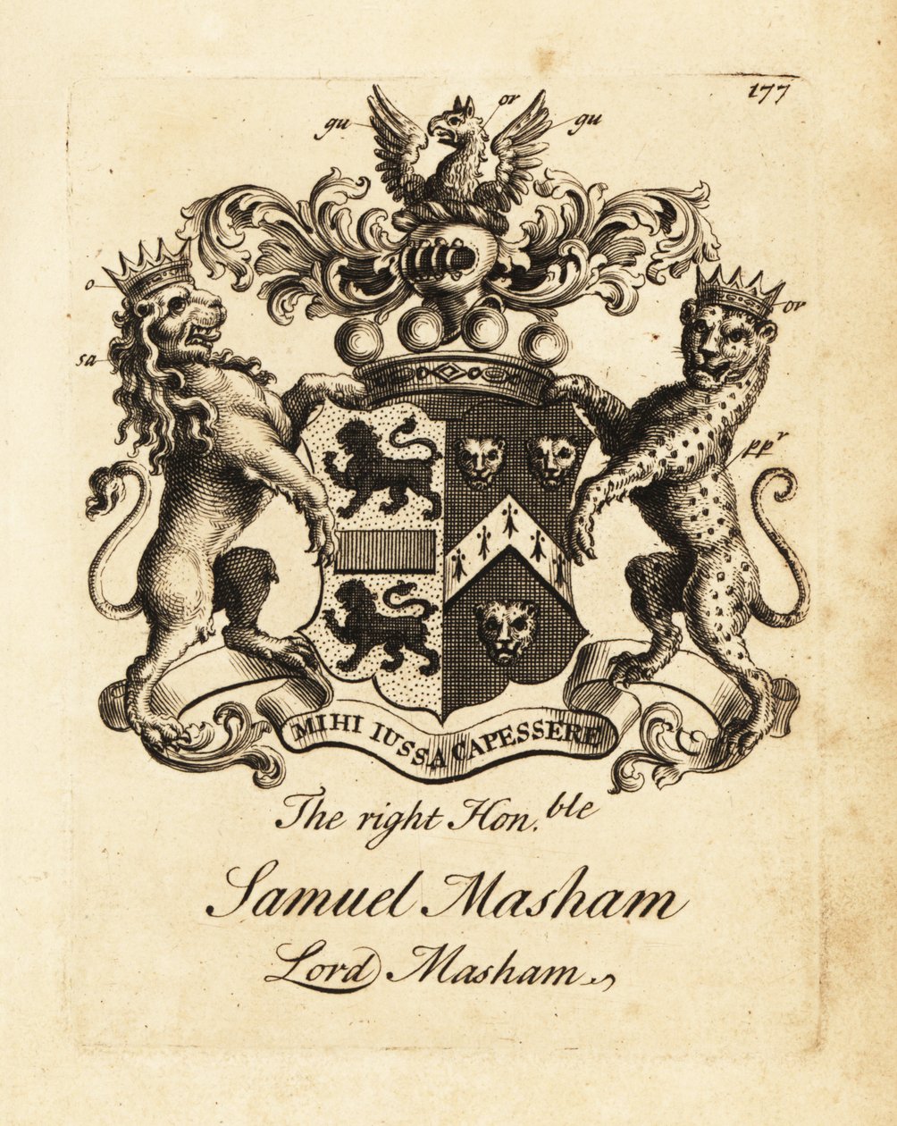 Blason du très honorable Samuel Masham, Lord Masham - Andrew Johnston