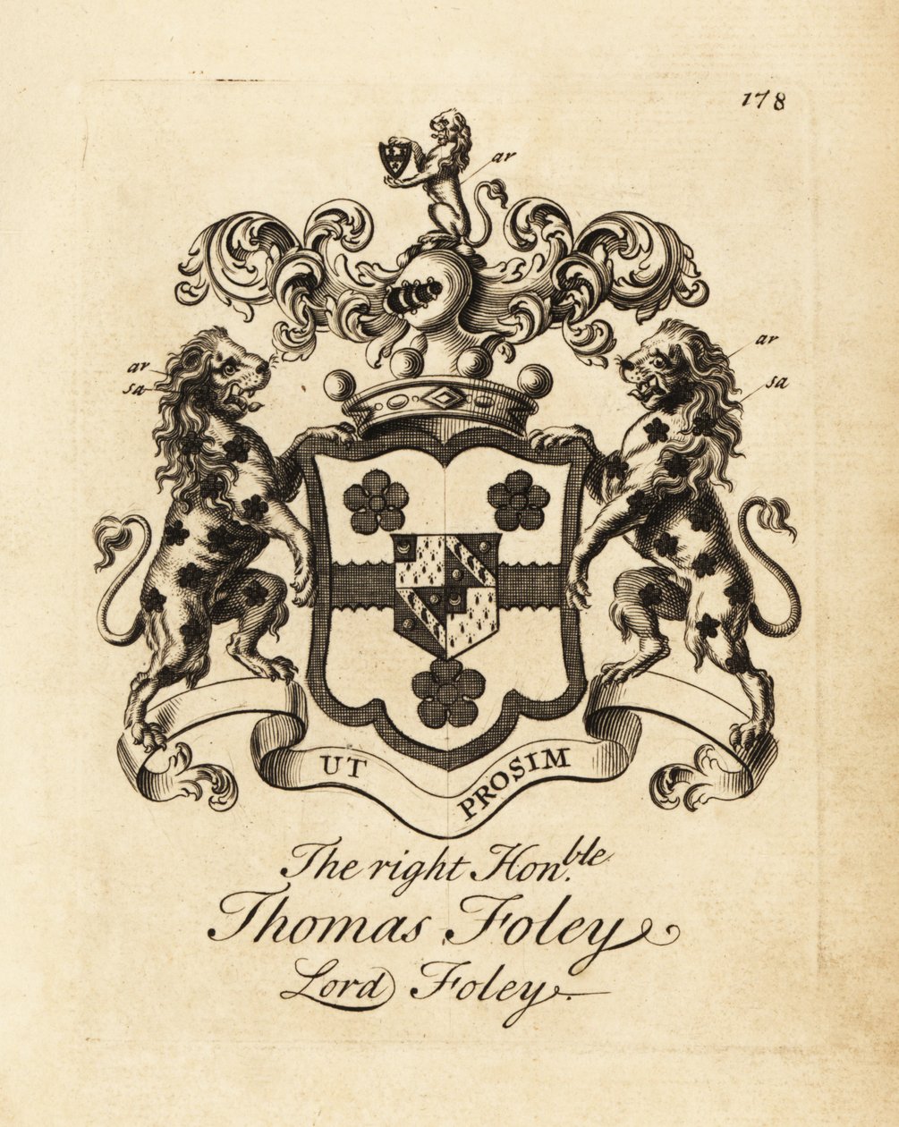 Blason du très honorable Thomas Foley, Lord Foley