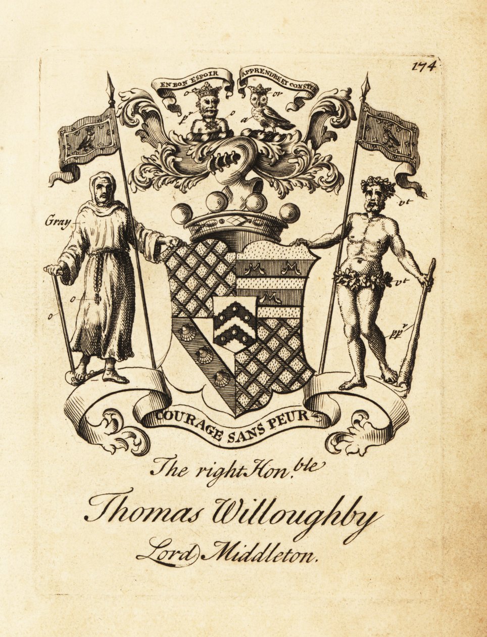 Blason du très honorable Thomas Willoughby, Lord Middleton - Andrew Johnston