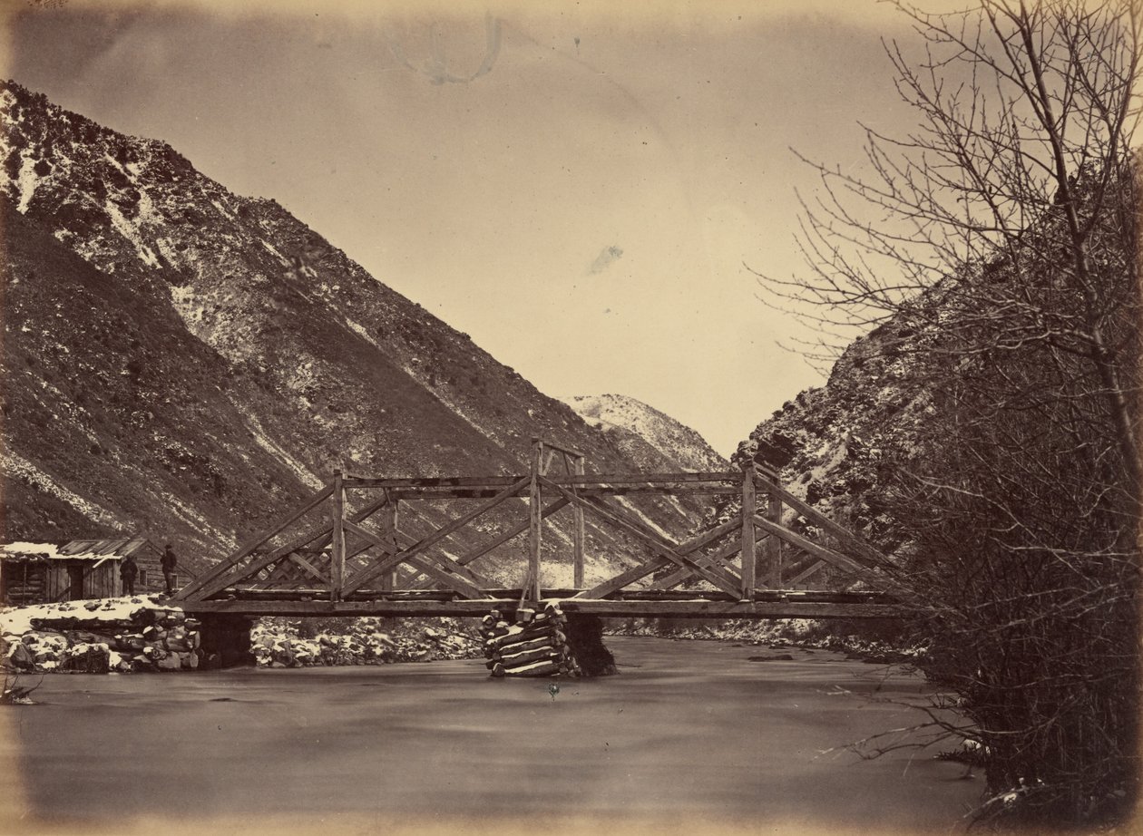 Planche 42. Pont du Mormon Turnpike, embouchure du Weber Canon, 1869 (photo) - Andrew Joseph Russell