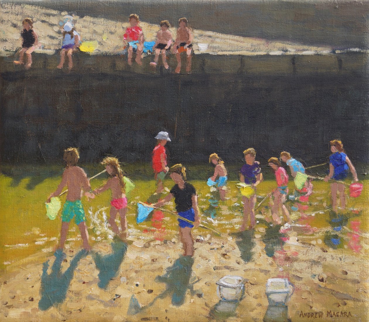 Pêche au crabe dans le port, Bude, Cornwall, 2018 - Andrew Macara