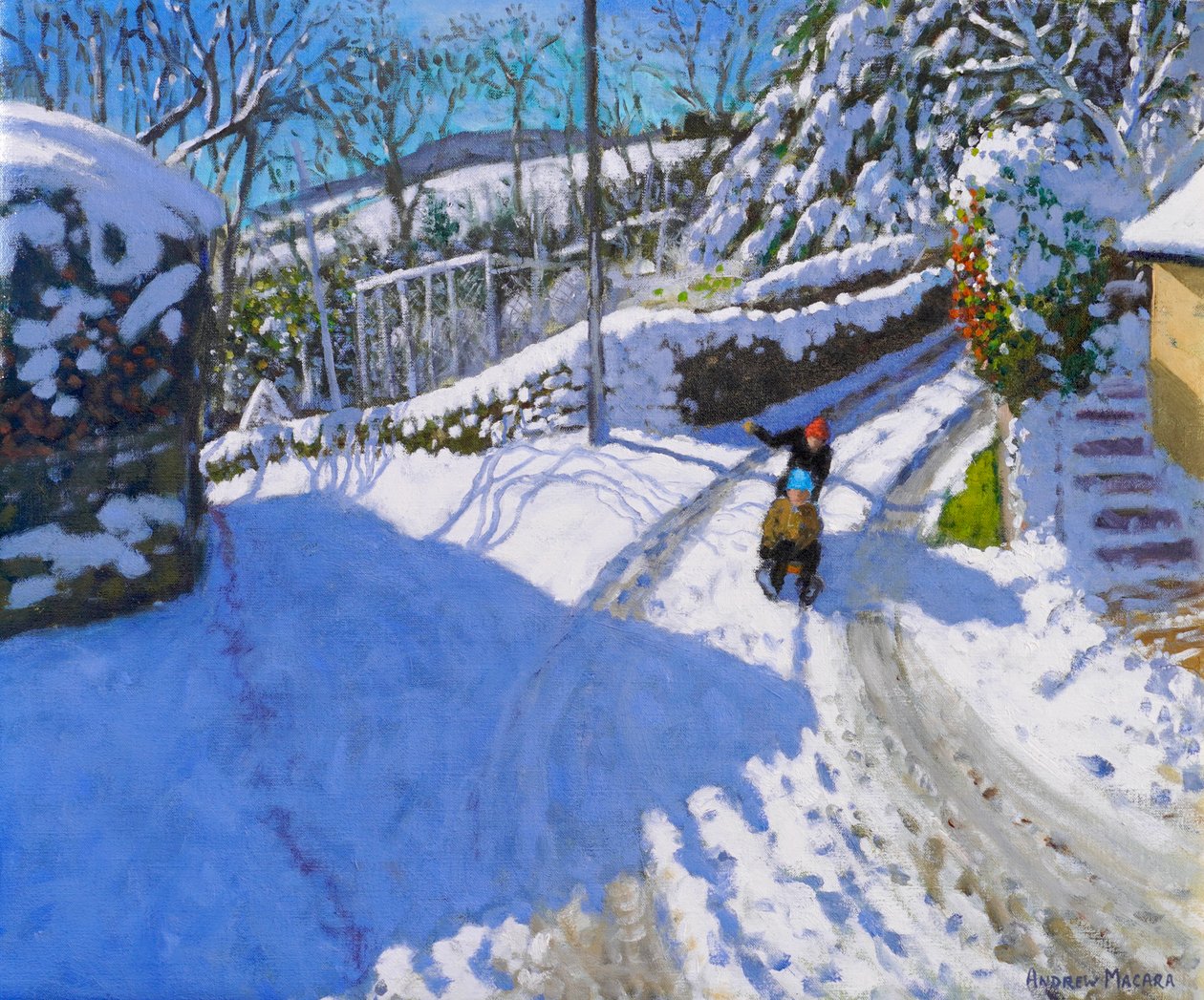Luge à Wirksworth, Derbyshire, 2024 (huile sur toile) - Andrew Macara