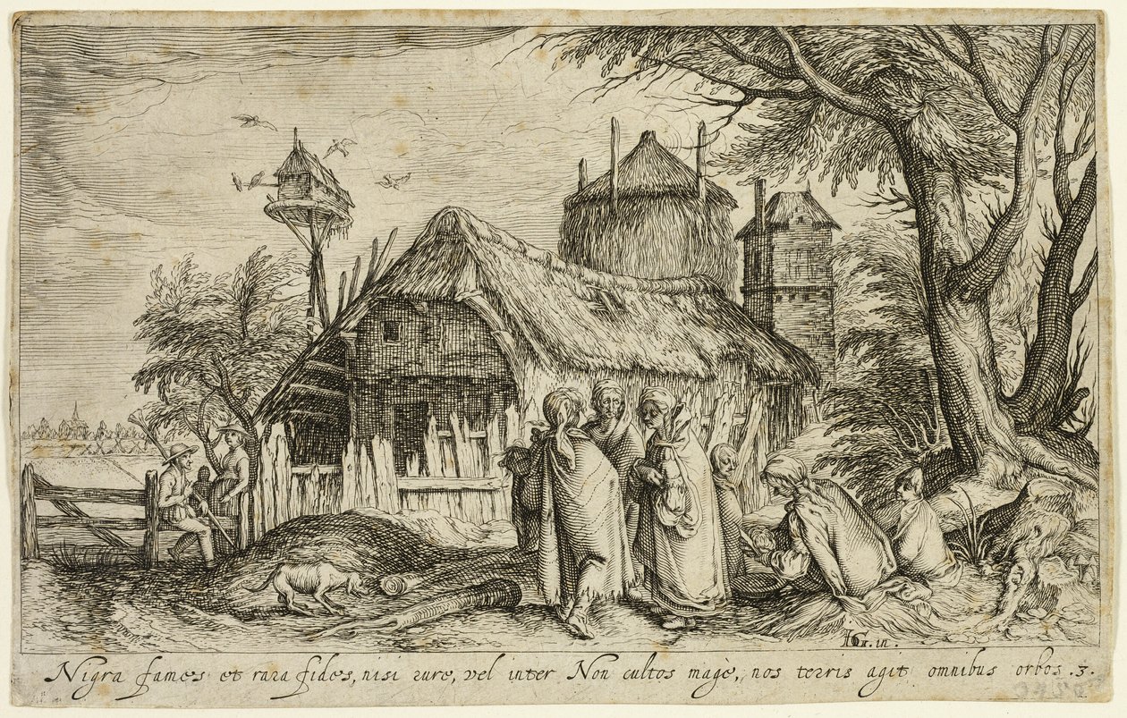 Paysage avec femmes gitanes près d