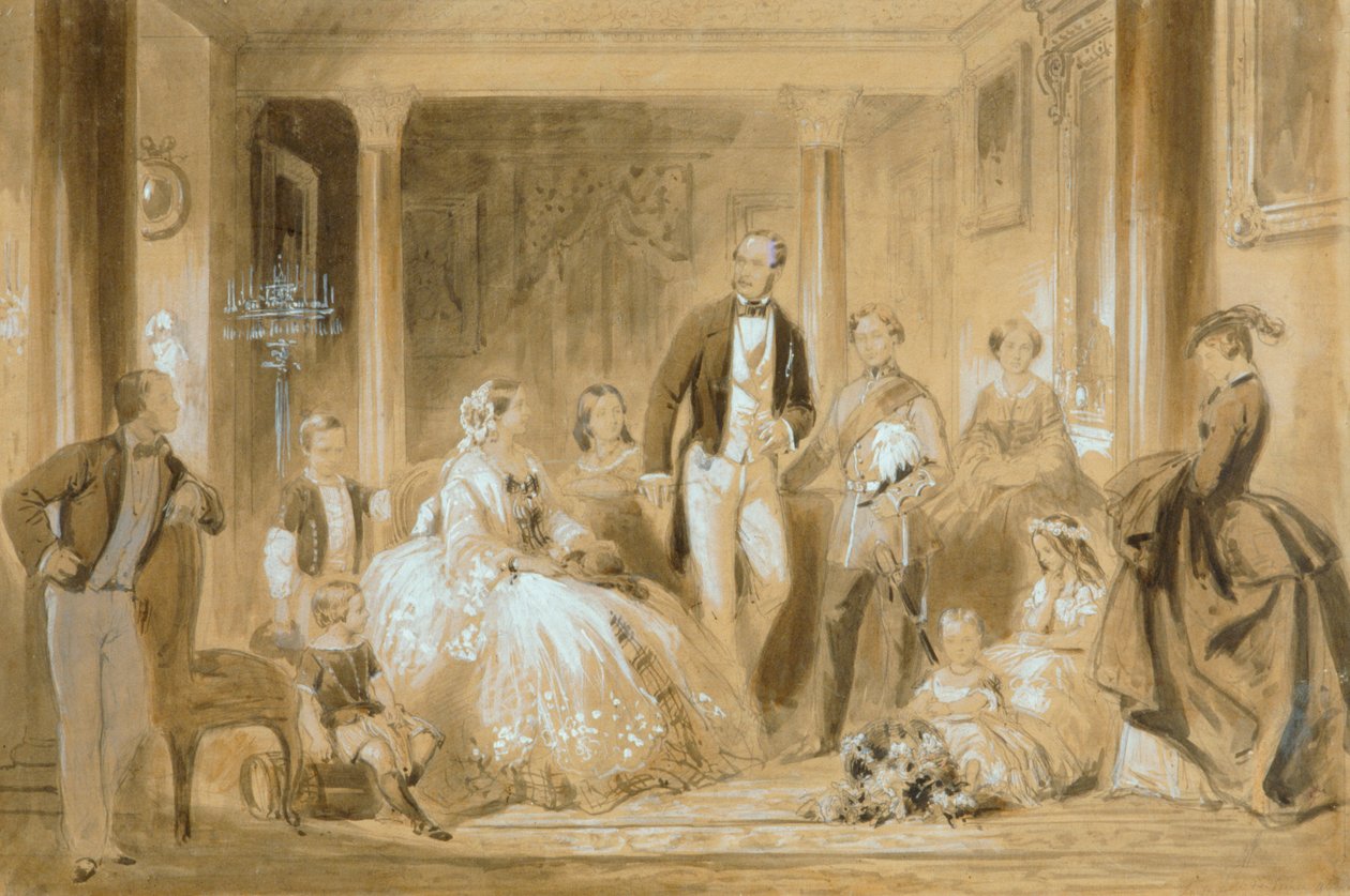 Famille royale dans la salle à manger à Osborne House - Ange Louis (1815 72) Janet