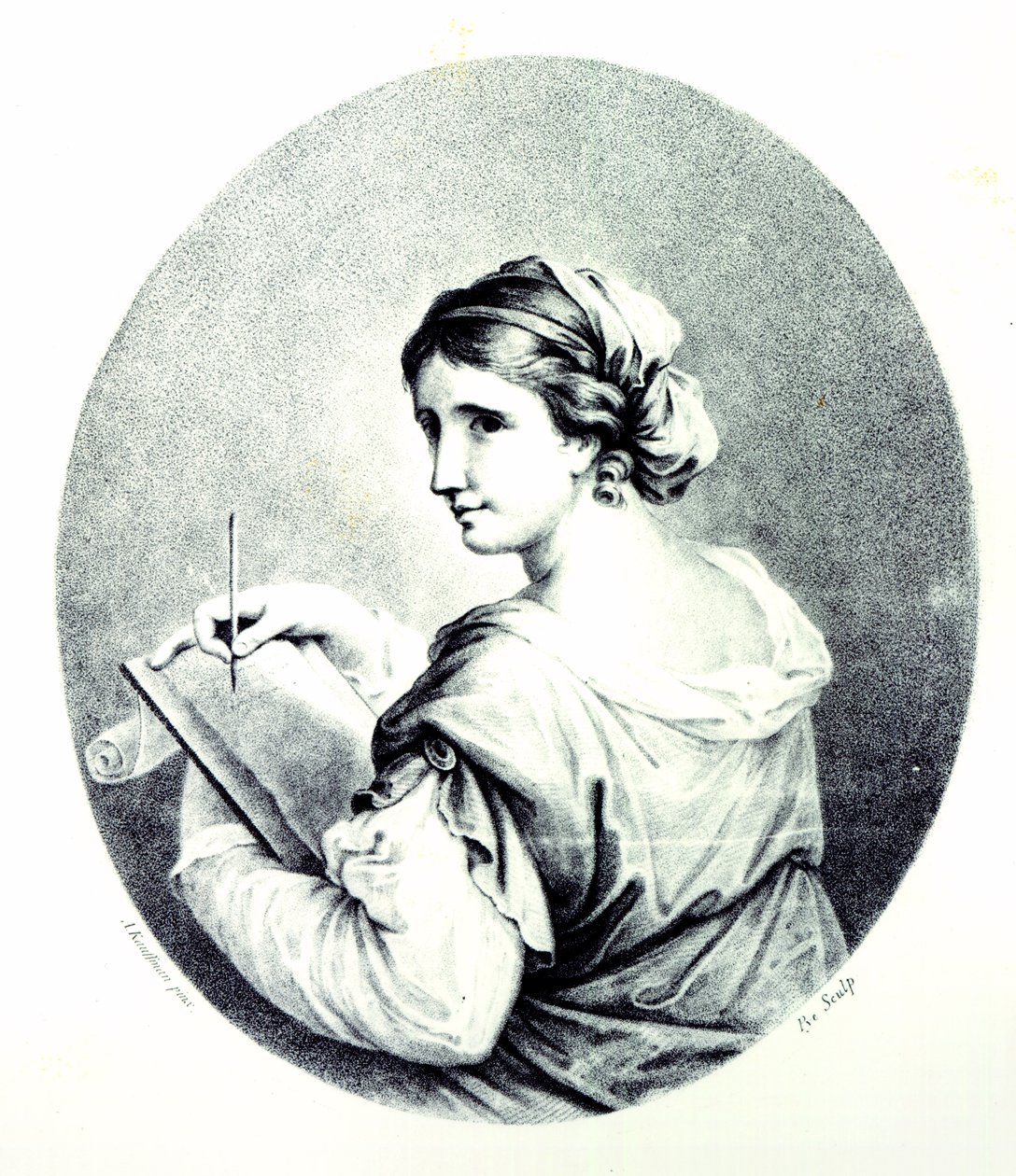 Sappho, gravé par Pye, 1774 - Angelica Kauffmann