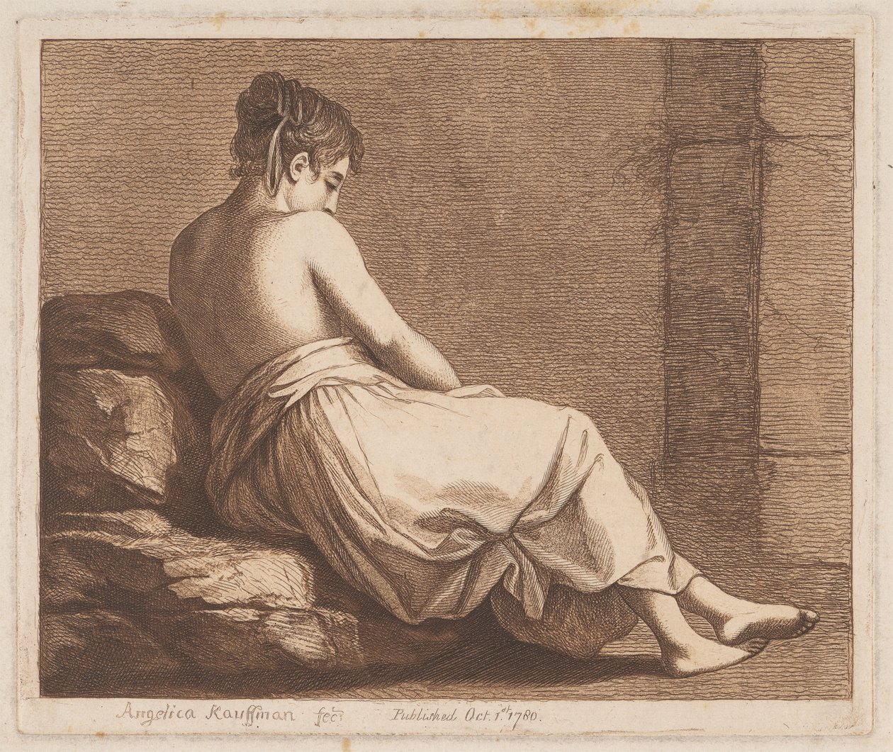 Une femme assise sur des pierres - Angelica Kauffmann