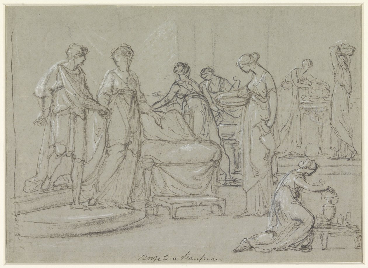 La mariée et le marié entrent dans une chambre nuptiale - Angelica Kauffmann