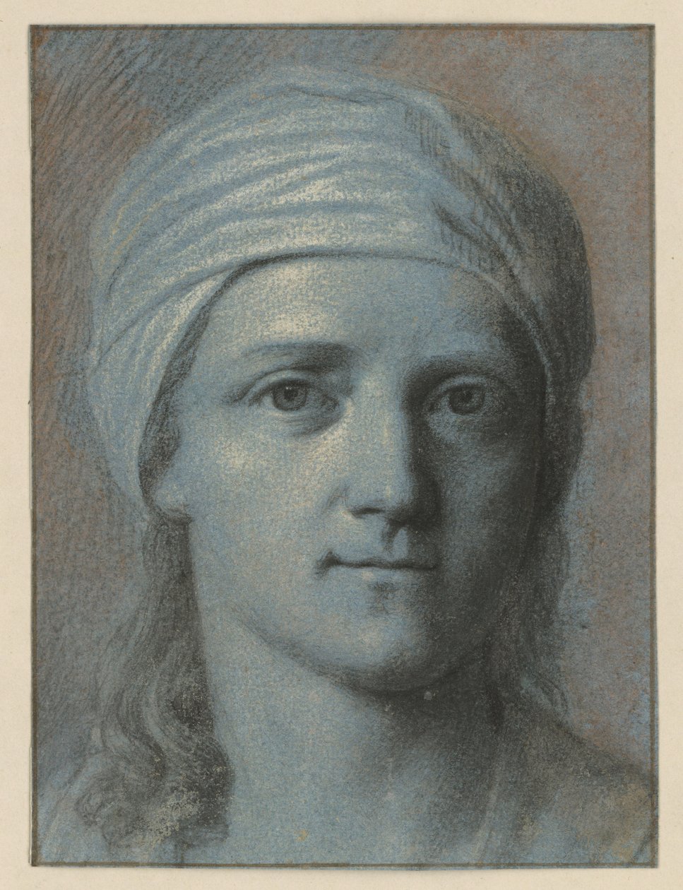 Tête de femme vue de face, avec turban - Angelica Kauffmann