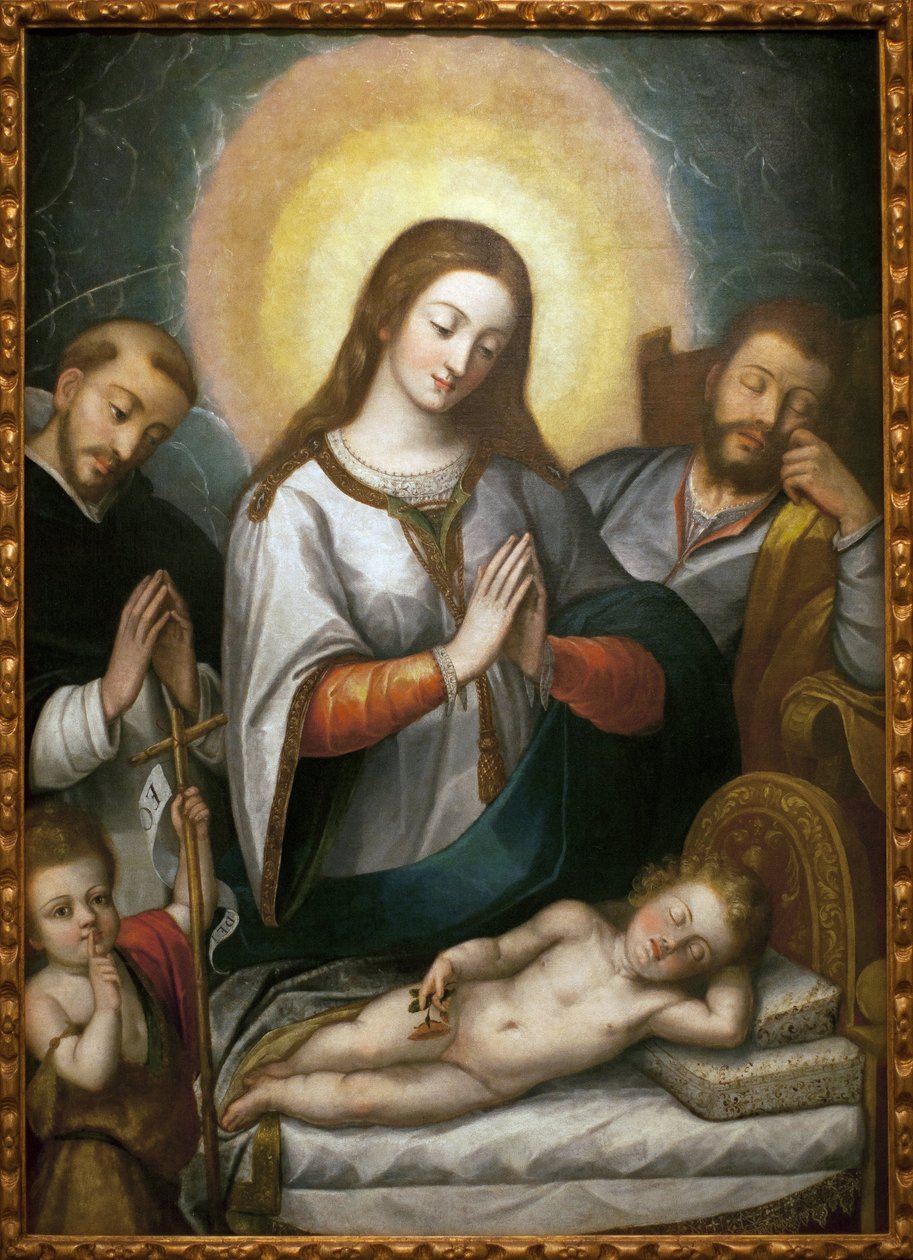 La Sainte Famille avec Saint Jean-Baptiste et Saint Dominique. Peinture d
