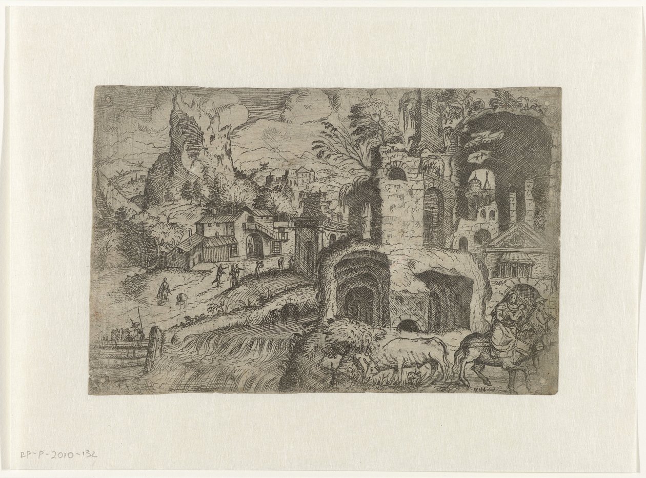 Paysage avec la Fuite en Égypte - Angelo Falconetto (attributed to)