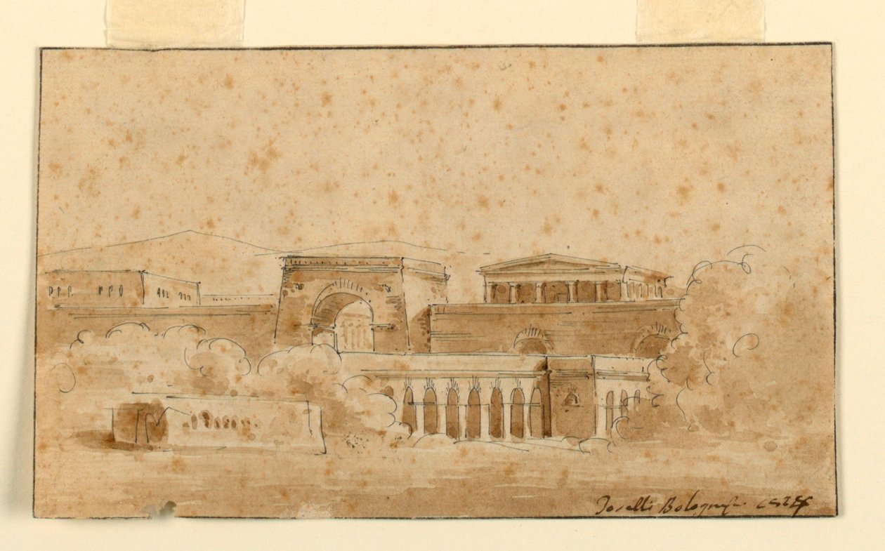 Décor de scène, bâtiments antiques - Angelo Toselli